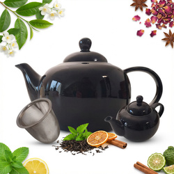 DZBANEK ZAPARZACZ SITKO STALOWE DO HERBATY I ZIÓŁ CZARNY 1L CERAMICZNY