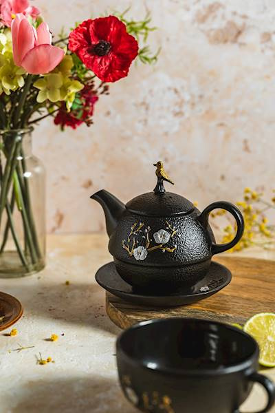 ZAPARZACZ 0.4L FILIŻANKA ŻELIWNA IMBRYK Z SITKIEM DO PARZENIA HERBATY ZIÓŁ