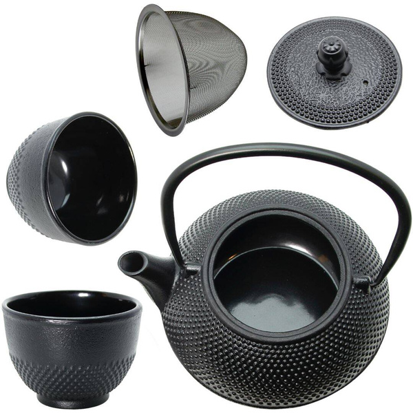 CZAJNIK IMBRYK ŻELIWNY 0.8L ZAPARACZ DO HERBATY + 2 CZARKI PODKŁADKA ŻELWNA