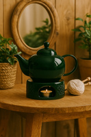 PODGRZEWACZ CERAMICZNY DO DZBNAKA CZAJNIKA NA ŚWIECZKĘ TEA LIGHT ZIELONY
