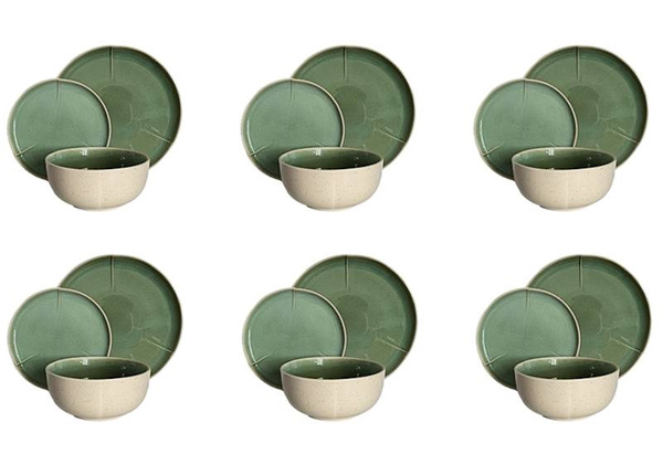 SERWIS OBIADOWY ŚNIADANIOWY 18el ZESTAW TALERZY DLA 6 OSÓB ZEN MINT