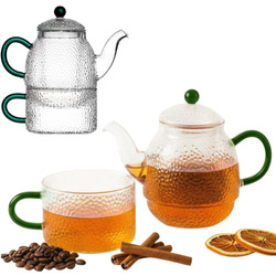CZAJNIK DZBANEK Z ZAPARZACZEM 0,5L Z FILIŻANA 250ml ZESTAW DO HERBATY SZKŁO