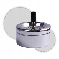 POPIELNICZKA POPIELNICA OBROTOWA ZAMYKANA METALOWA SREBRNA