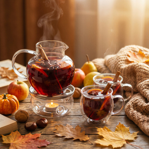 ZESTAW DO GRZANEGO WINA GRZAŃCA DZBANEK 1L FILIŻANKI x2 SZKŁO+ PODGRZEWACZ