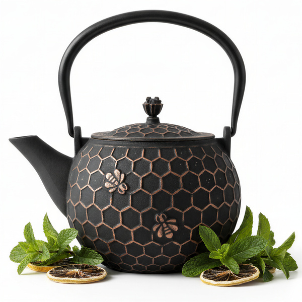 CZAJNIK ŻELIWNY IMBRYK 1,8L ZAPARZACZ DO HERBATY + PODGRZEWACZ + WIDELCZYK