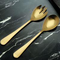 ŁYŻKI DŁUGIE SZTUĆCE DO SAŁAT SAŁATEK WIDELEC ŁYŻKA ZESTAW 2SZT ZŁOTE