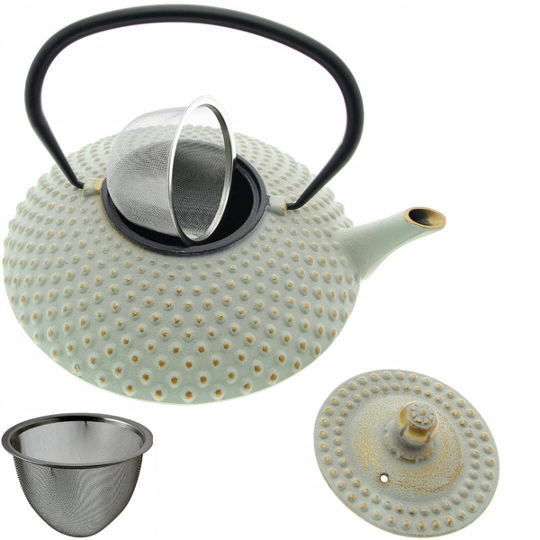 CZAJNIK ŻELIWNY 1,25L IMBRYK ZAPARZACZ DO HERBATY + 2x CZARKI + PODKŁADKA