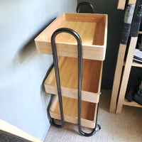 REGAŁ PÓŁKA ŁAZIENKOWA NA KOŁACH WÓZEK BAMBUSOWY KUCHENNY BAREK 3 PÓŁKI