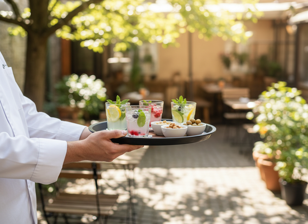 TACA KUCHENNA KELNERSKA ANTYPOŚLIZGOWA IMITACJA DREWNA BRĄZ OKRĄGŁA 36 cm