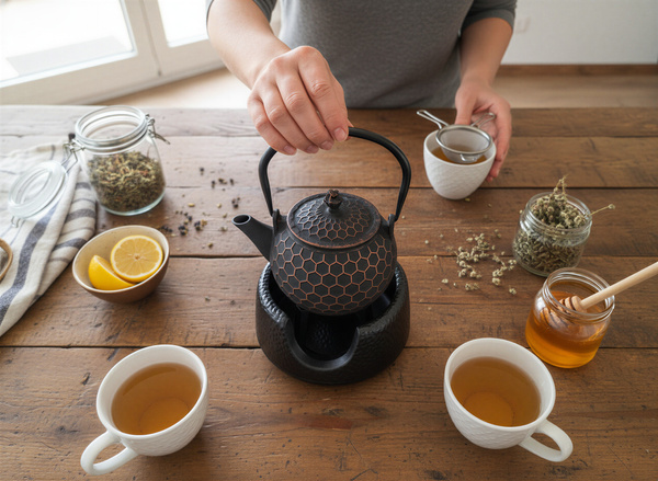 CZAJNIK ŻELIWNY IMBRYK 1,2 L ZAPARZACZ DO HERBATY I ZIÓŁ + PODGRZEWACZ