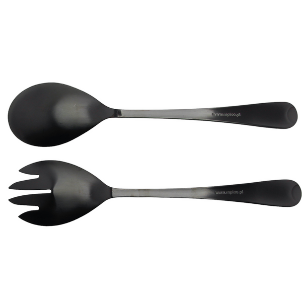 ŁYŻKI DŁUGIE SZTUĆCE DO SAŁAT SAŁATEK WIDELEC ŁYŻKA ZESTAW 2SZT CZARNE