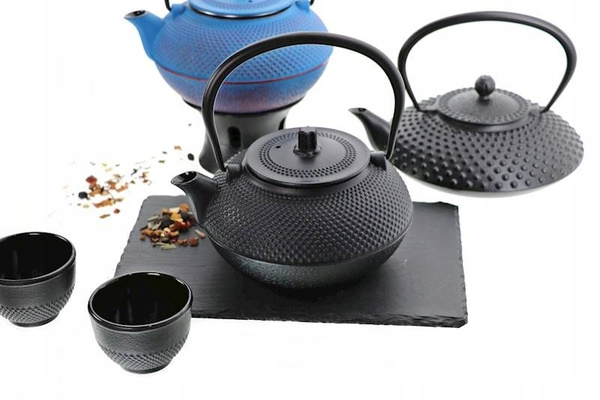 FILIŻANKI CZARKI ŻELIWNE ZESTAW DLA 4 OSOB DO HERBATY I ZIÓŁ 100 ml CZARNE