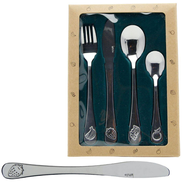 SZTUĆCE DLA DZIECI STALOWE KOMPLET 4 el. ŁYŻECZKA WIDELEC NÓŻ ŁYŻKA ZESTAW