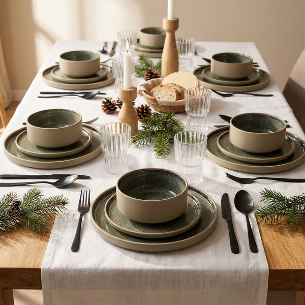 SERWIS OBIADOWY KOMPLET TALERZY 18EL. ZASTAWA OBIADOWA ZESTAW NA 6 OSÓB