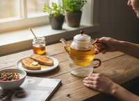 CZAJNIK DZBANEK Z ZAPARZACZEM 0,5L Z FILIŻANA 250ml ZESTAW DO HERBATY SZKŁO