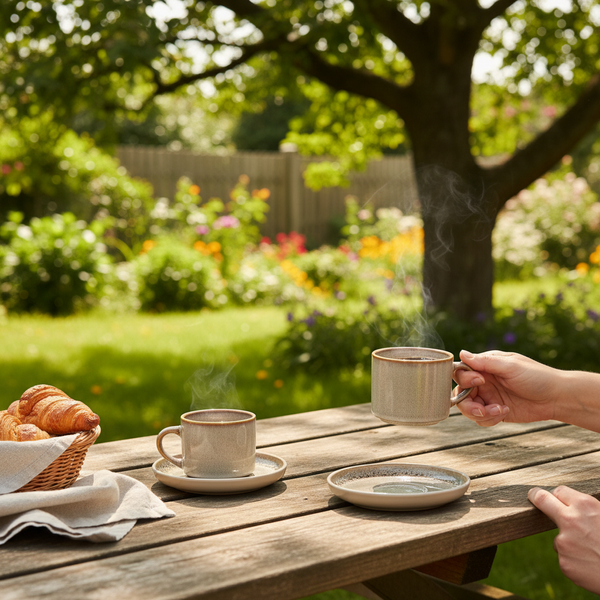 FILIŻANKI ZESTAW KAWOWY ZE SPODKAMI DO KAWY HERBATY 200 ML BEŻOWY Ø 8,5 CM