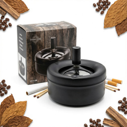 POPIELNICZKA OBROTOWA ZAMYKANA METALOWA CZARNA