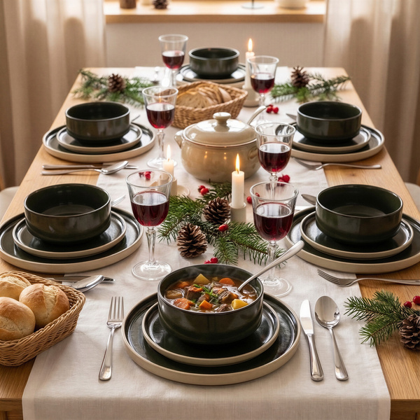 SERWIS OBIADOWY KOMPLET TALERZY 18EL. ZASTAWA OBIADOWA ZESTAW NA 6 OSÓB