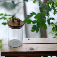 POJEMNIK SZKLANY 750 ml SŁOICZEK Z BAMBUSOWĄ POKRYWKĄ