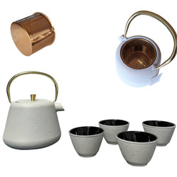 CZAJNIK IMBRYK ŻELIWNY 1L ZAPARZACZ SITKO STALOWE DO HERBATY +4 CZARKI