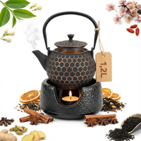 CZAJNIK ŻELIWNY IMBRYK 1,2 L ZAPARZACZ DO HERBATY I ZIÓŁ + PODGRZEWACZ