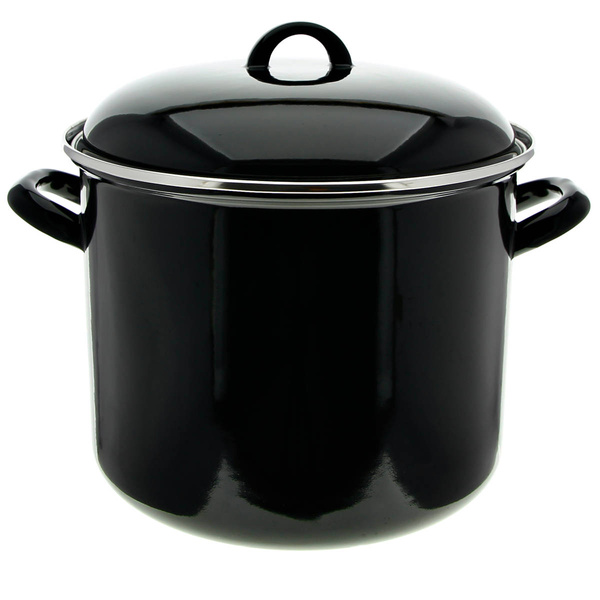 GARNEK EMALIOWANY CZARNA EMALIA 24CM 8L BIGOS