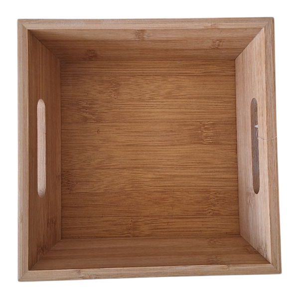 TACA BAMBUSOWA SKRZYNKA KWADRATOWA ORGANIZER Z DREWNA PUDEŁKO 20x20x7,5 cm