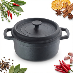 ŻELIWNY GARNEK Z POKRYWKĄ SOLIDNY CZARNY 1,75 L