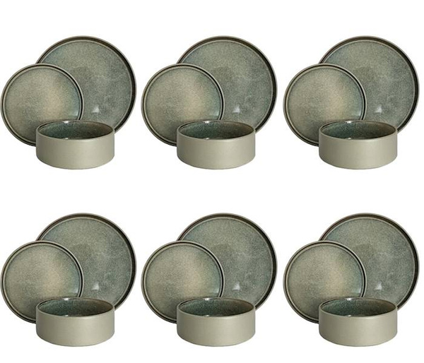 SERWIS OBIADOWY ŚNIADANIOWY 18el  ZESTAW TALERZY DLA 6 OSÓB STACK GREY