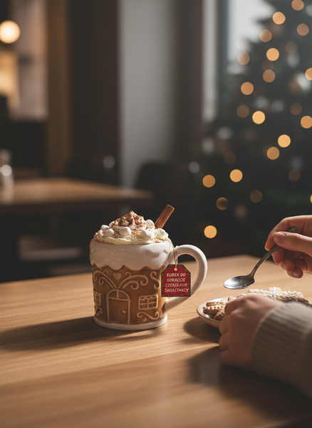 KUBEK DO GORĄCEJ CZEKOLADY BIAŁY 400 ML BŁYSZCZĄCY DO PICIA ZMYWARKA 10×9,5