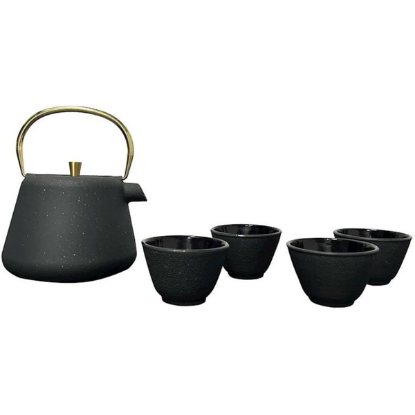 CZAJNIK IMBRYK ŻELIWNY 1L ZAPARZACZ SITKO STAL DO HERBATY +4 CZARKI ŻELIWNE