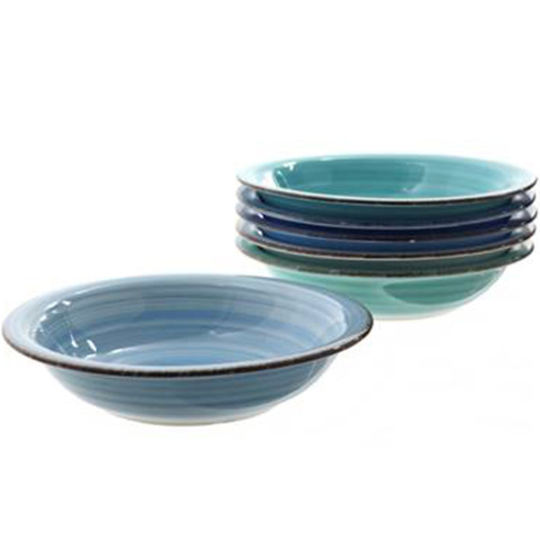 TALERZ GŁĘBOKI OBIADOWY ŚNIADANIOWY DO ZUPY 21 cm 6X SZTUK NIEBIESKI MIX