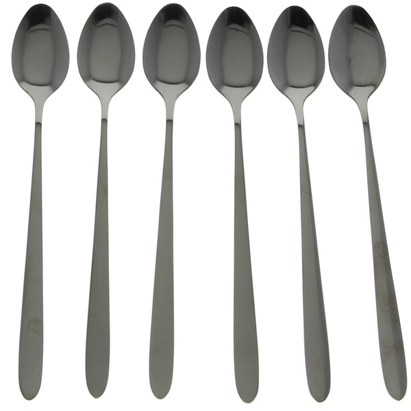 ŁYŻECZKI CZARNE ZESTAW DO KAWY ŁATTE DŁUGIE 6 szt