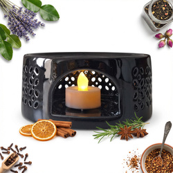 PODGRZEWACZ CERAMICZNY DO DZBNAKA CZAJNIKA NA ŚWIECZKĘ TEA LIGHT CZARNY