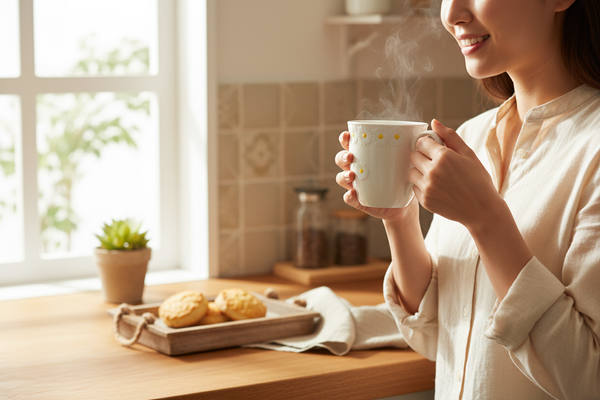 KUBEK DO KAWY HERBATY CZEKOLADY 300 ml BIAŁY CERAMIKA DESIGN DAISY LINE