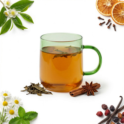 SZKLANKA SZKLANA KUBEK DO KAWY I HERBATY 310 ml. 8,7 cm ZIELONA