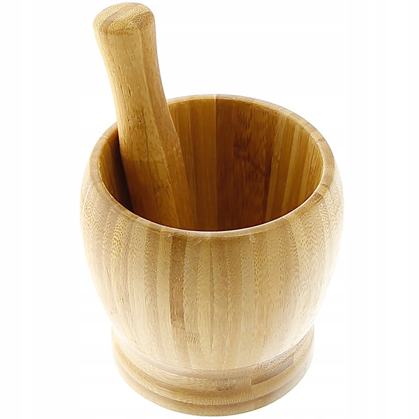 MOŹDZIERZ Z TŁUCZKIEM KUCHENNY BAMBUSOWY DREWNIANY DO ZIÓŁ I PRZYPRAW