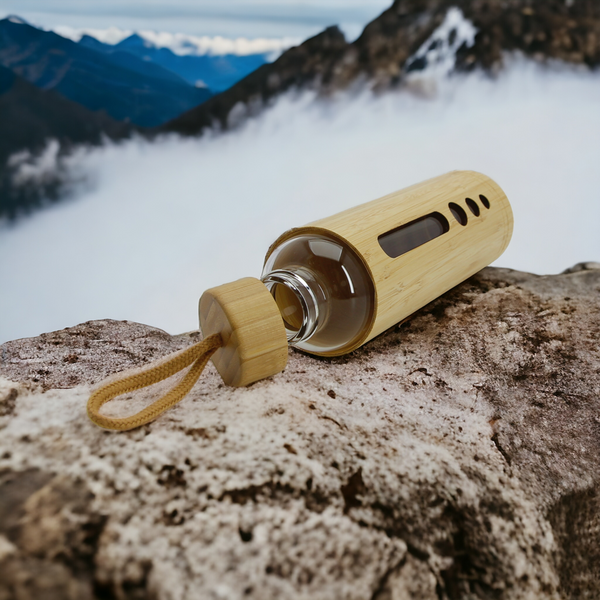 BIDON BUTELKA SZKLANA EKO SZCZELNA NA WODĘ NAPÓJ BAMBUSOWE ETUI 550 ml