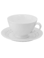 FILIŻANKA CERAMICZNA BIAŁA 260ml ZE SPODKIEM AŻUROWYM DO KAWY HERBATY