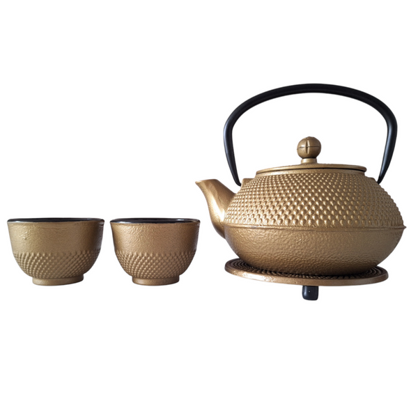 CZAJNIK IMBRYK ŻELIWNY 0,8L ZAPARZACZ SITKO DO HERBATY +2 CZARKI +PODKŁADKA