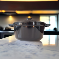 GARNEK ŻELIWNY 4.5L GAR SOLIDNY EMALIOWANY Z POKRYWKĄ CZARNY RONDELEK