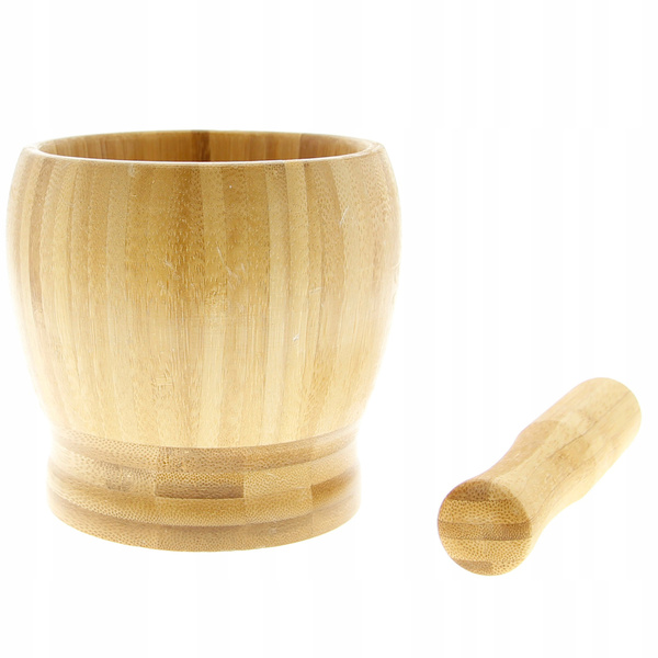 MOŹDZIERZ Z TŁUCZKIEM KUCHENNY BAMBUSOWY DREWNIANY DO ZIÓŁ I PRZYPRAW