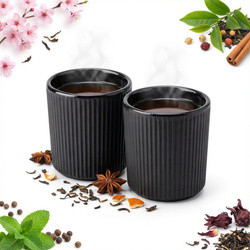 CZARKI CZARNE ŻELIWNE FILIŻANKI 2 SZT ZESTAW ŻELIWNY DO HERBATY ZIÓŁ 100ml