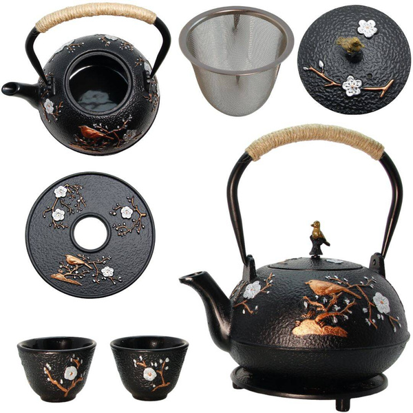 CZAJNIK IMBRYK ŻELIWNY 1,2L ZAPARZACZ SITKO DO HERBATY +2 CZARKI PODKŁADKA