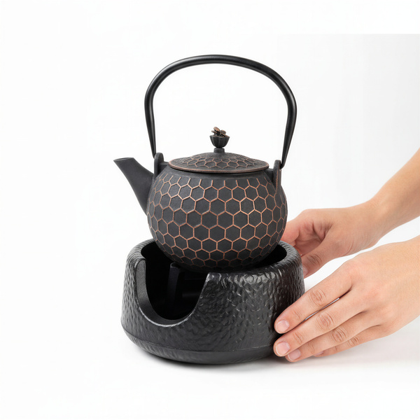 CZAJNIK ŻELIWNY IMBRYK 1,2 L ZAPARZACZ DO HERBATY I ZIÓŁ + PODGRZEWACZ