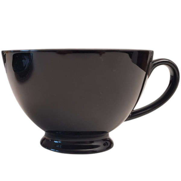 FILIŻANKA CERAMICZNA CZARNA 260ml ZE SPODKIEM AŻUROWYM DO KAWY HERBATY