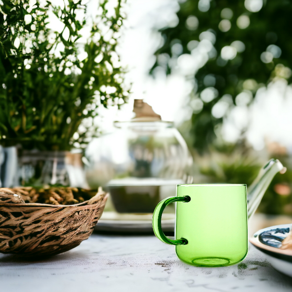 SZKLANKA SZKLANA KUBEK DO KAWY I HERBATY 310 ml. 8,7 cm ZIELONA