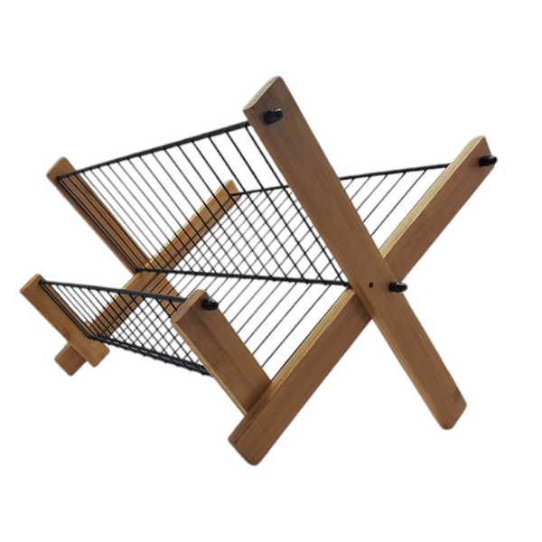 SUSZARKA DO NACZYŃ SKŁADANA DWUPOZIOMOWA STOJĄCA OCIEKACZ BAMBUSOWY