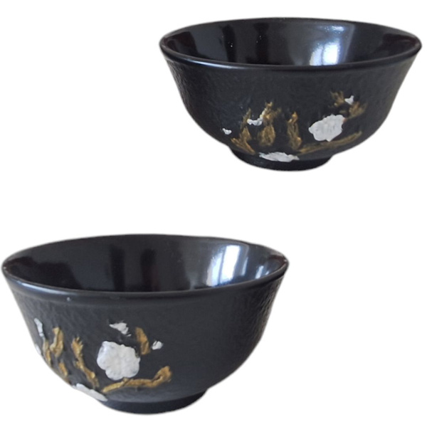 CZARKI ŻELIWNE 2 FILIŻANKI ZESTAW ŻELIWNY DO HERBATY 100ml EMALIOWANE