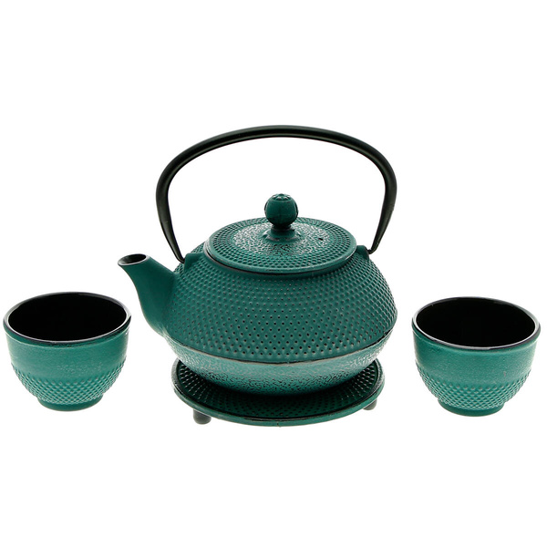 CZAJNIK 0.8L ŻELIWNY 2x CZARKI PODKŁADKA IMBRYK Z SITKIEM DO ZIÓŁ HERBATY